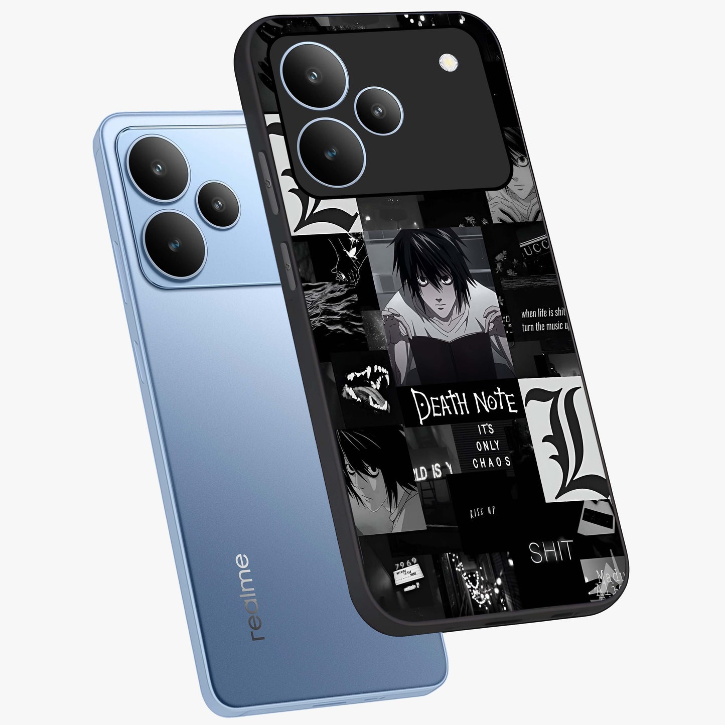 Midnight Chaos Mind Glass Case displayed in angled mockup highlighting chaotic artistic design with dramatic midnight aesthetic.