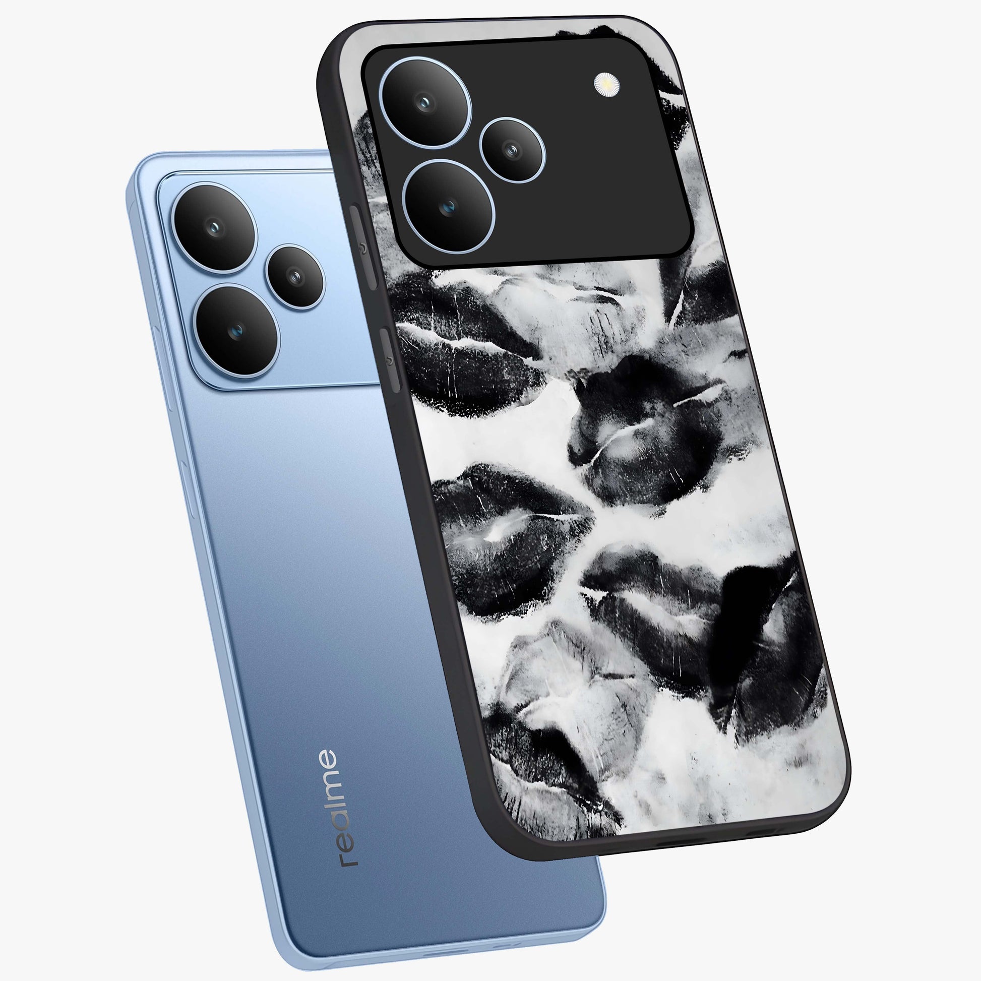 Midnight Kiss Marks Glass Case displayed in angled mockup highlighting playful romantic design with bold midnight aesthetic.