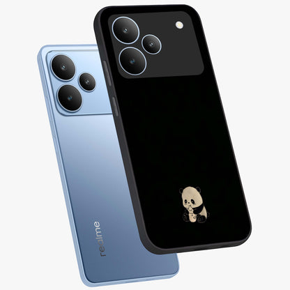 Midnight Panda Love Glass Case displayed in angled mockup highlighting adorable panda illustration with midnight aesthetic.