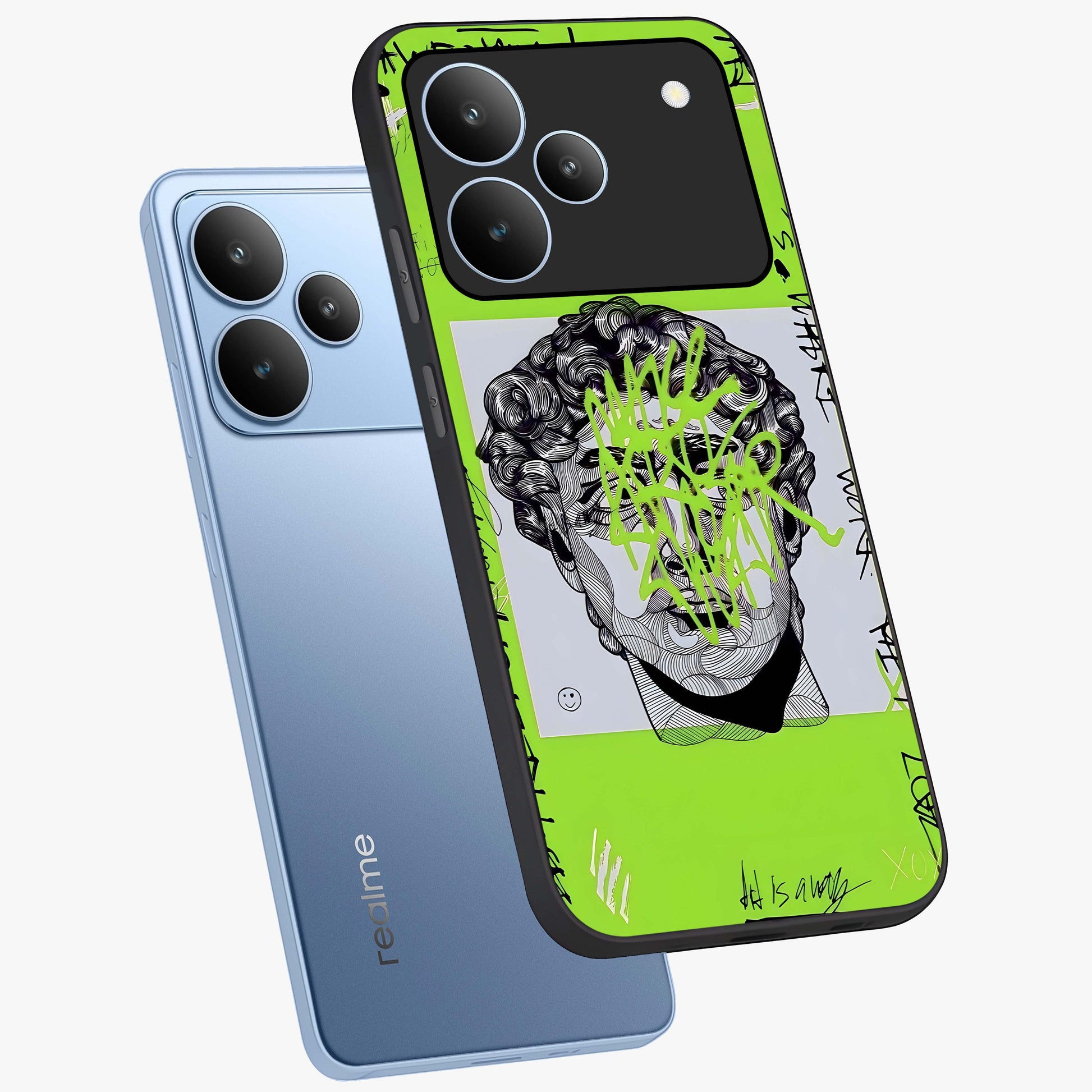 Neo Graffiti Rebellion Glass Case displayed in angled mockup highlighting urban street art design with rebellious aesthetic.
