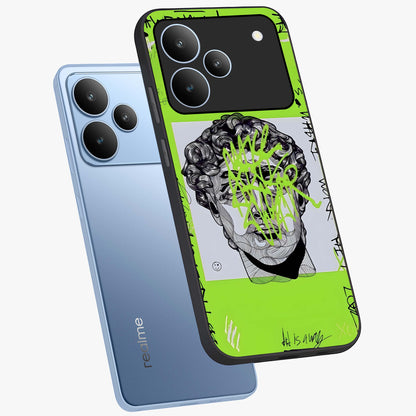 Neo Graffiti Rebellion Glass Case displayed in angled mockup highlighting urban street art design with rebellious aesthetic.