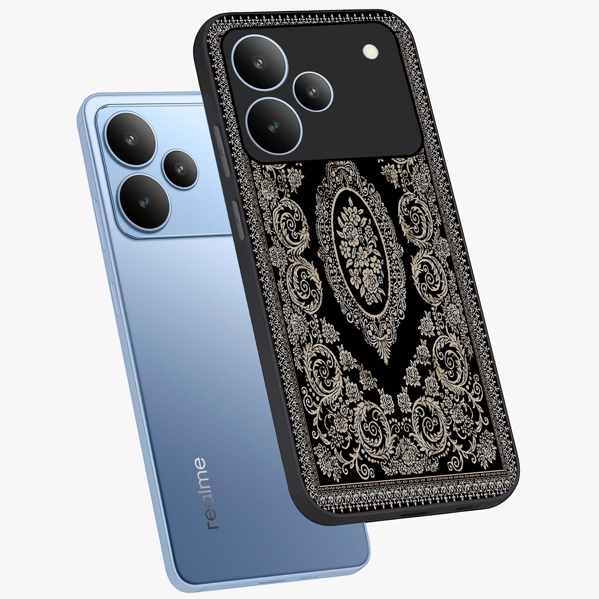 Noir Bloom Elegance Glass Case displayed in angled mockup highlighting refined flower design with stylish noir aesthetic.