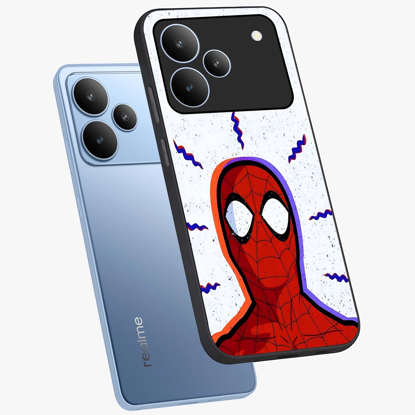 Omg Spiderman Glass Case displayed in angled mockup highlighting dynamic hero illustration with action comic aesthetic.