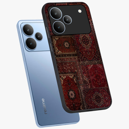 Persian Velvet Tale Glass Case displayed in angled mockup highlighting ornate textile inspired design with royal aesthetic.