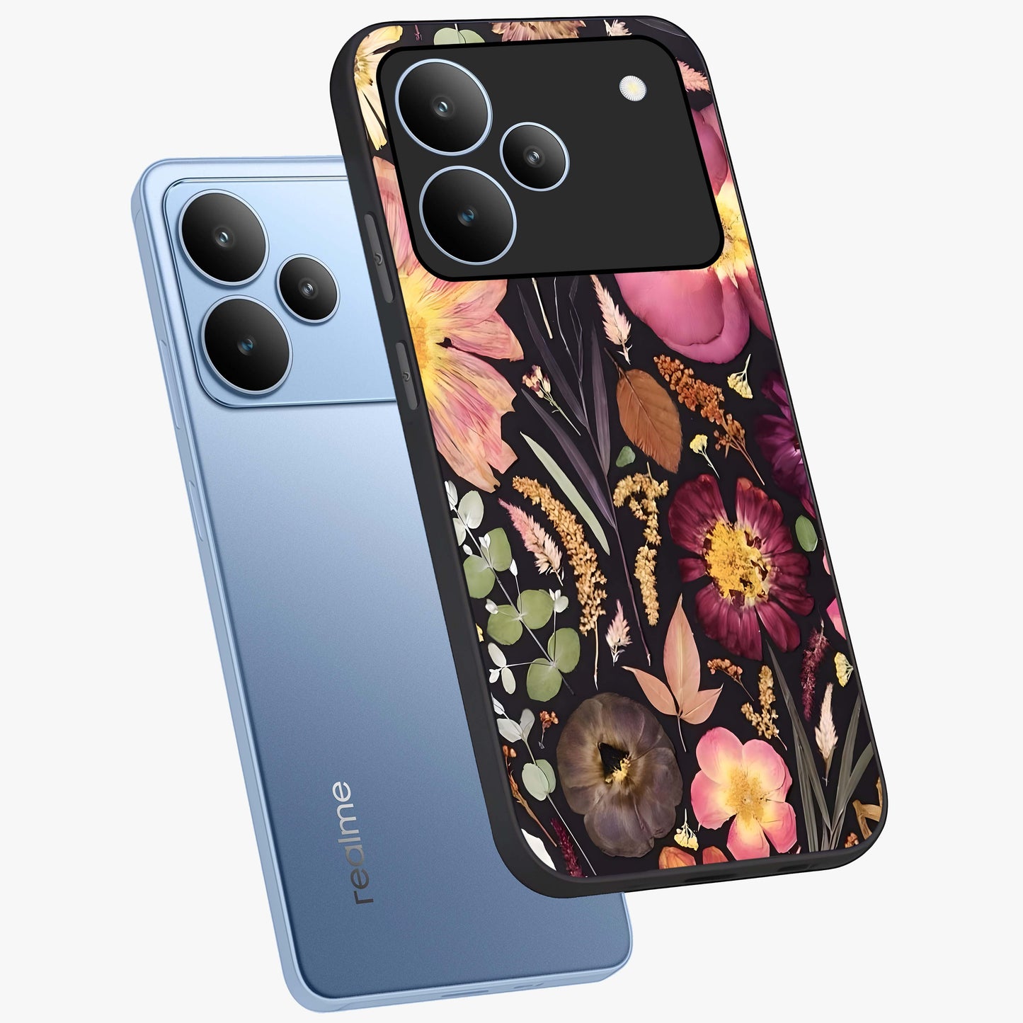 Petal Dream Tapestry Glass Case displayed in angled mockup highlighting decorative petal pattern with elegant botanical aesthetic.