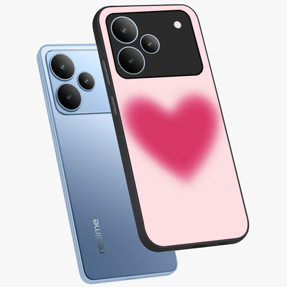 Pink Aura Heart Glass Case displayed in angled mockup highlighting vibrant pink heart design with dreamy aura aesthetic.