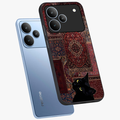 Regal Magic Cat Apple Glass Case displayed in angled mockup highlighting whimsical feline design with fantasy aesthetic.