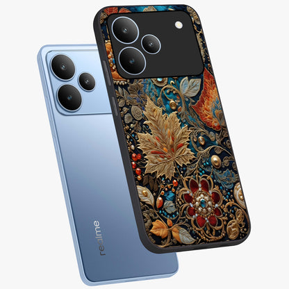 Royal Jewel Garden Glass Case displayed in angled mockup highlighting vibrant jewel inspired floral design with elegant aesthetic.