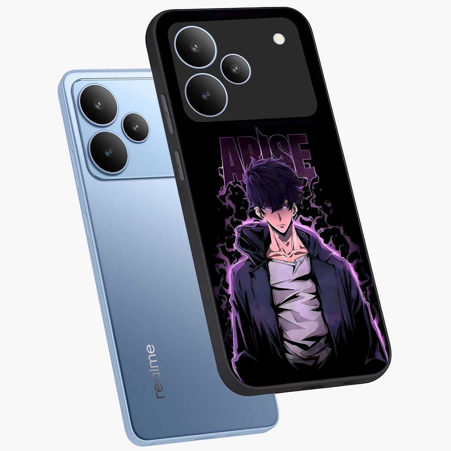 Shadow Monarch Awakening Glass Case displayed in angled mockup highlighting dramatic shadow warrior design with fantasy aesthetic.