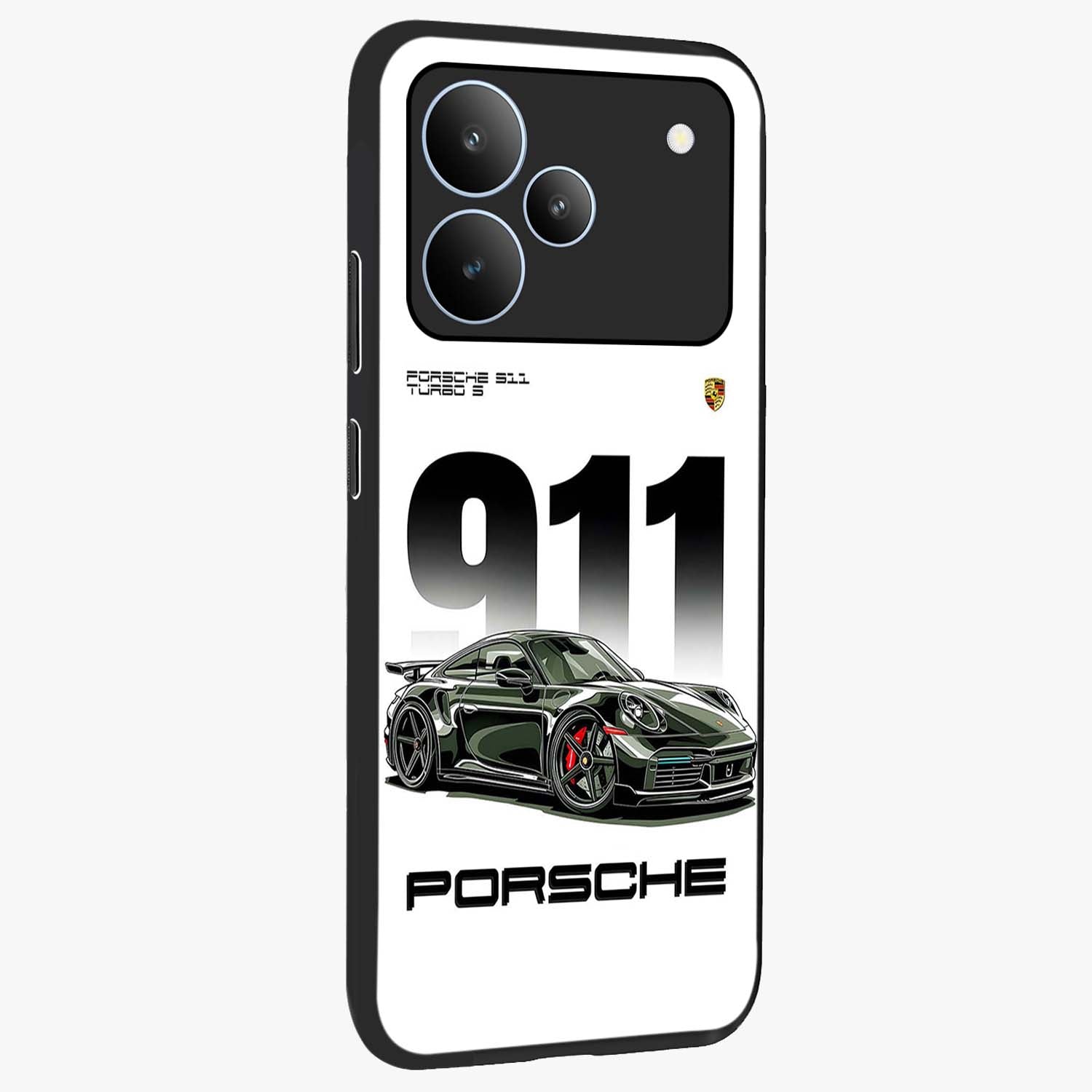 911 Turbo Dominance Glass Case upright perspective showcasing powerful racing design and modern automotive aesthetic.