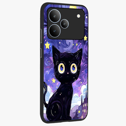 Abstract Cat Art Glass Case upright view showcasing creative feline illustration and aesthetic artistic style.