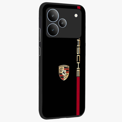 Black Minimal Porsche Glass Case upright view showcasing stylish automotive artwork with bold minimal theme.