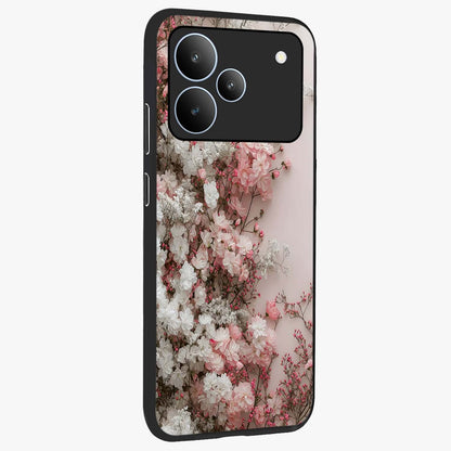 Blush Blossom Cloud Glass Case upright view showcasing calm floral cloud artwork with gentle dreamy theme.