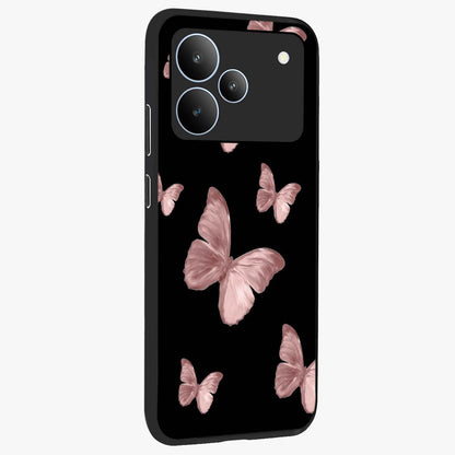 Butterfly Pattern Glass Case upright view showcasing graceful butterfly artwork with soft decorative theme.