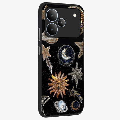 Celestial Gem Constellations Glass Case upright view showcasing cosmic constellation artwork with celestial aesthetic style.
