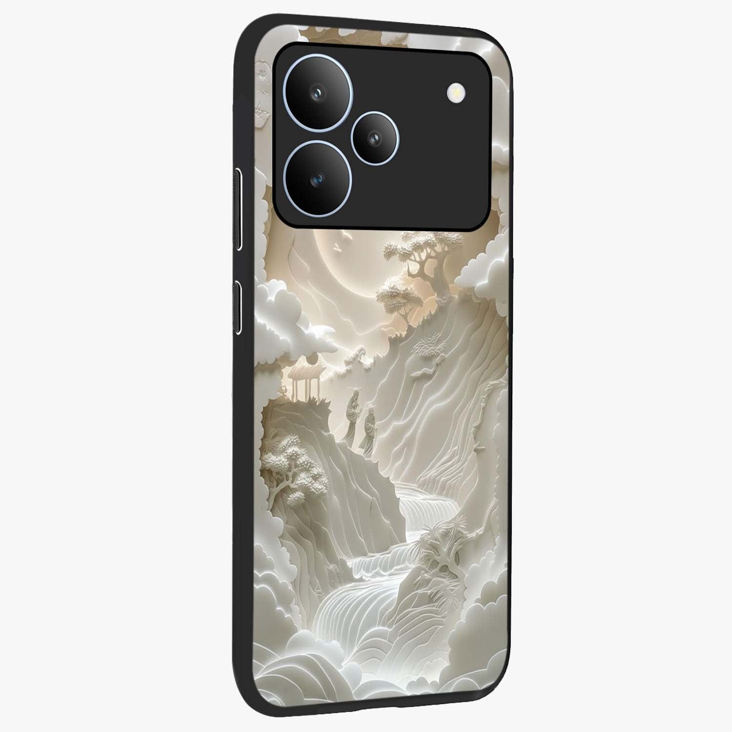 Celestial Origami Glass Case upright view showcasing creative origami artwork with modern celestial style.