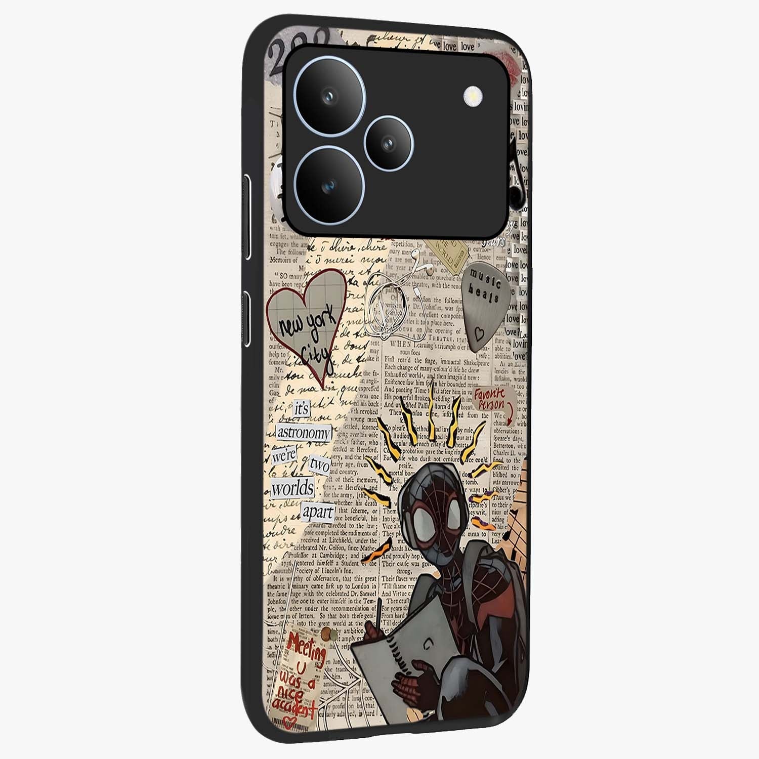 City Dream Sketch Glass Case upright view showcasing urban skyline artwork with stylish hand drawn design.