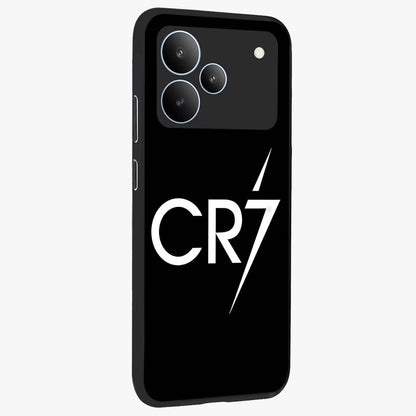 Cr7 Elite Strike Glass Case upright view showcasing energetic football inspired design with modern sports aesthetic.