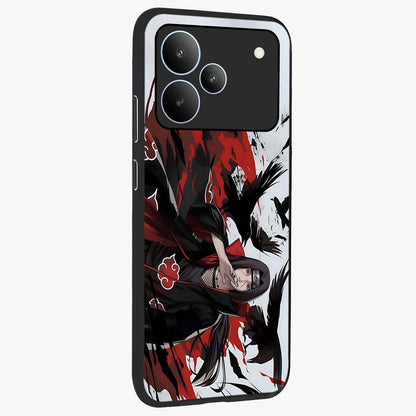 Crimson Crow Illusion Glass Case upright view showcasing striking crow illusion artwork with intense crimson theme.