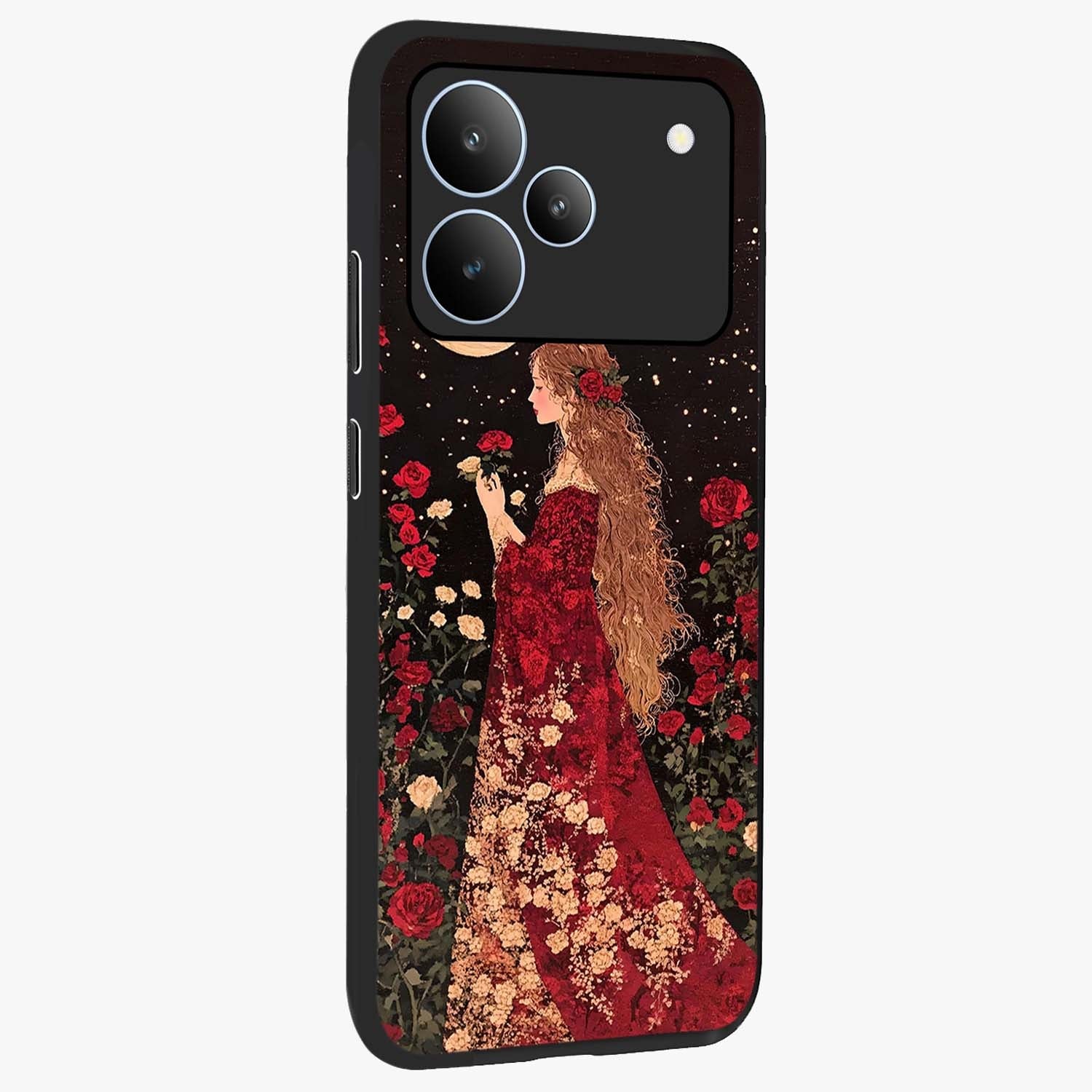 Crimson Dreams Glass Case upright view showcasing dreamy red toned artwork with modern aesthetic style.