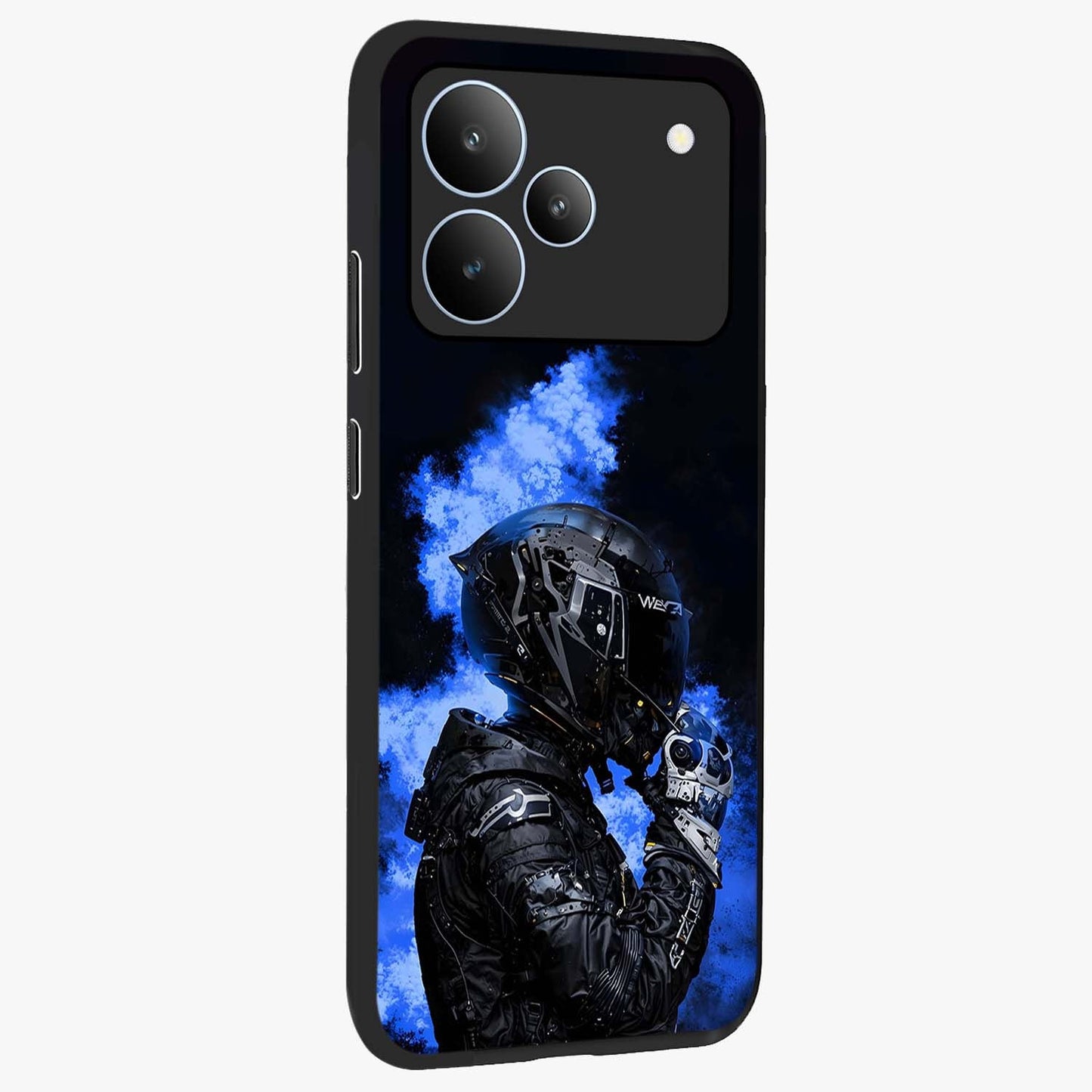 Cyber Sentinel Protocol Glass Case upright view showcasing advanced cyber sentinel artwork with futuristic tech theme.