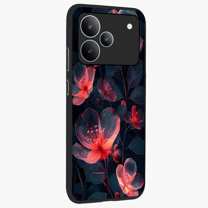 Dark Shade of Flower Glass Case upright view showcasing delicate flower artwork with rich dark floral theme.