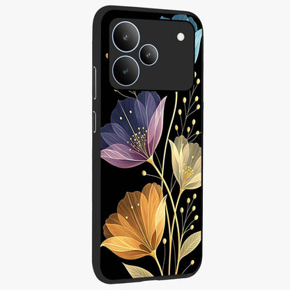 Delicate Multicolor Flowers Glass Case upright view showcasing delicate floral artwork with bright botanical theme.