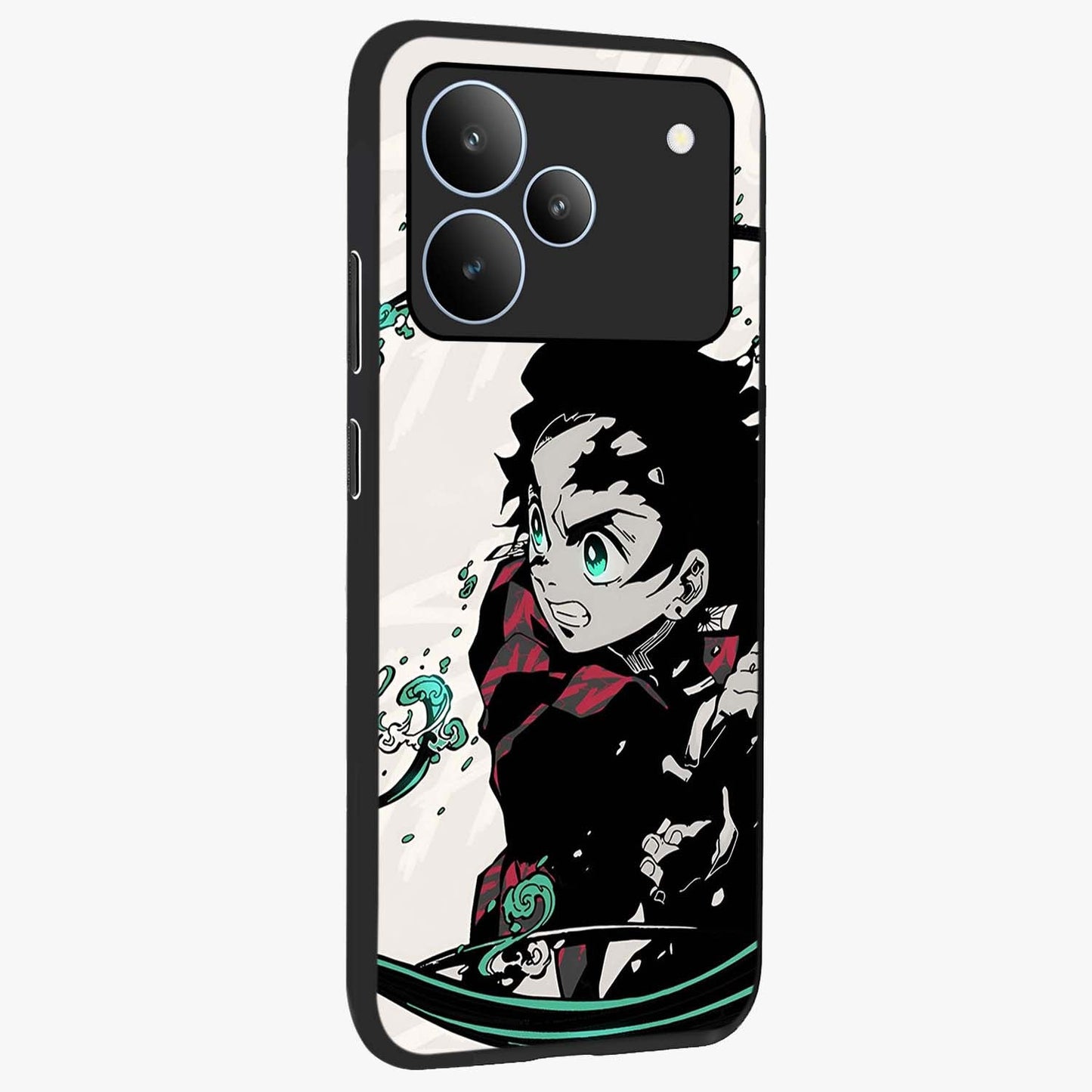 Demon Slayer Glass Case upright view showcasing powerful anime artwork with intense warrior theme.