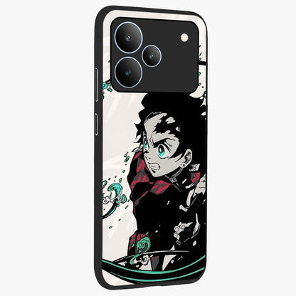 Demon Slayer Glass Case upright view showcasing powerful anime artwork with intense warrior theme.