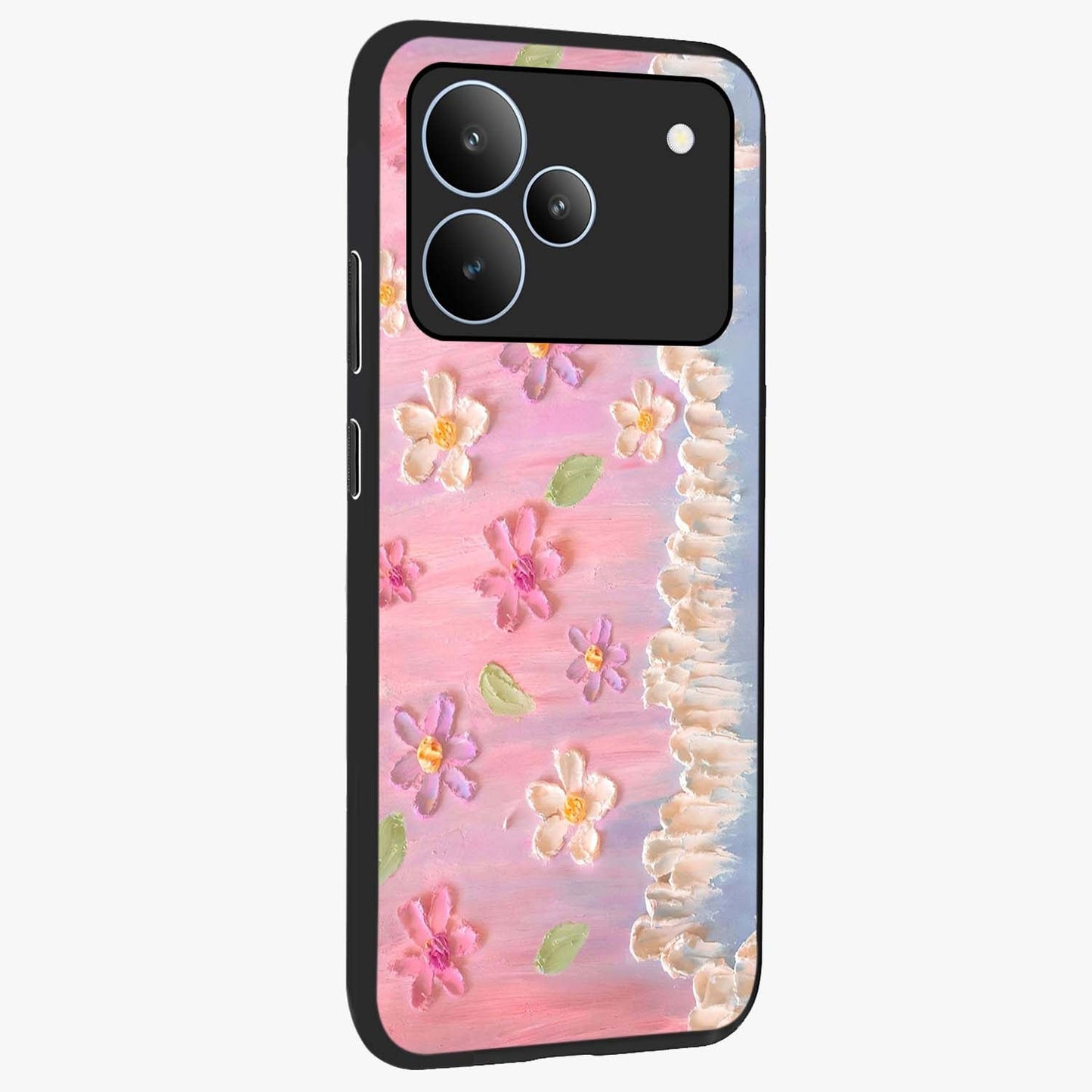 Dreamy Painted Garden Glass Case upright view showcasing vibrant floral garden artwork with artistic nature theme.