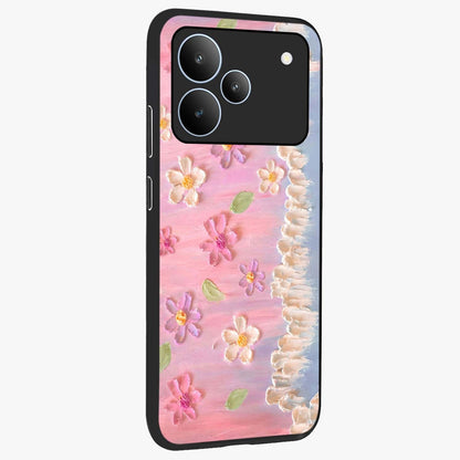Dreamy Painted Garden Glass Case upright view showcasing vibrant floral garden artwork with artistic nature theme.