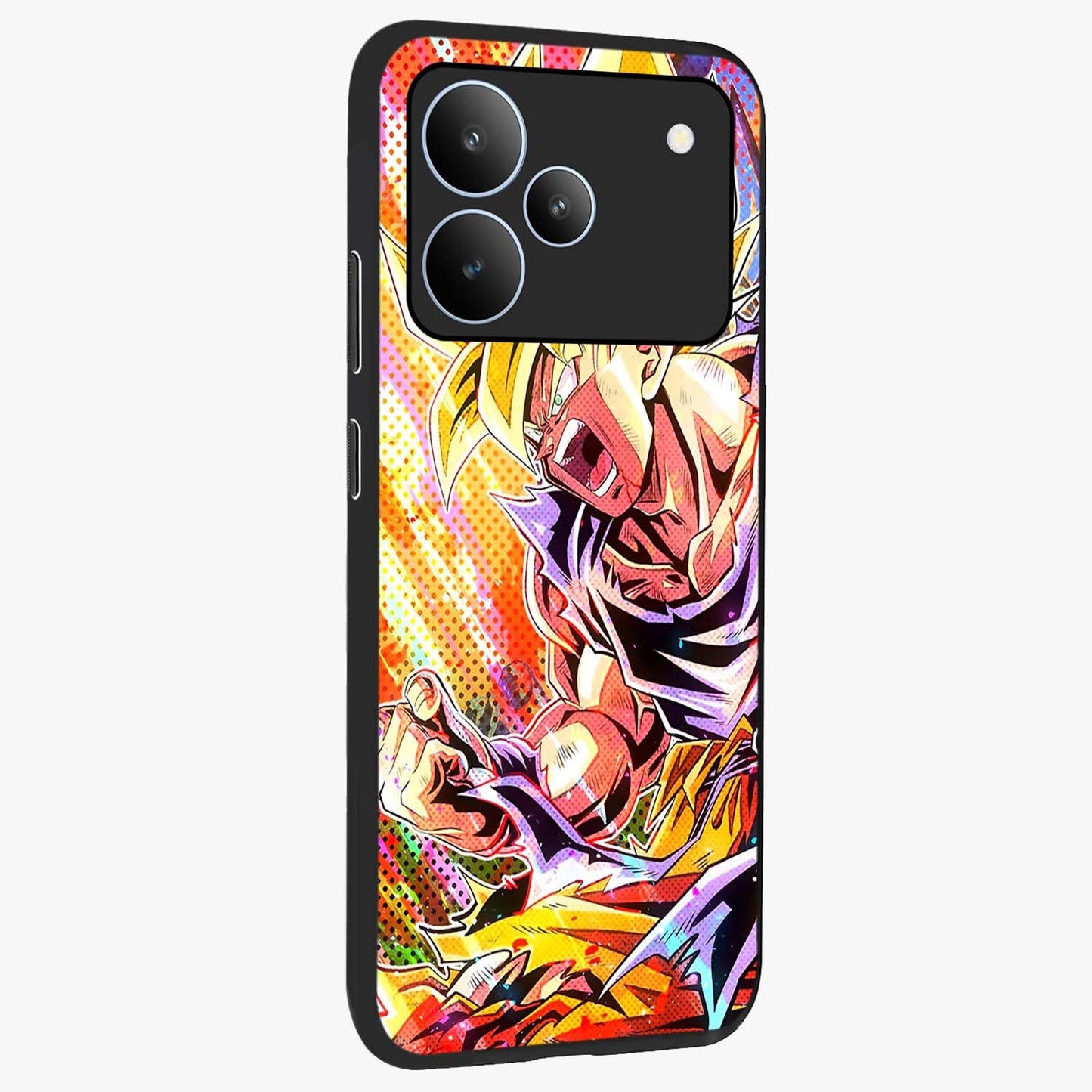 Firing Goku Glass Case upright view showcasing energetic anime artwork with bold warrior theme.