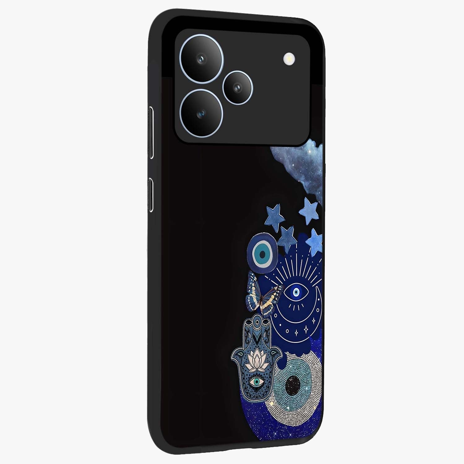 Galactic Charm Cluster Glass Case upright view showcasing glowing cosmic charm artwork with magical celestial style.