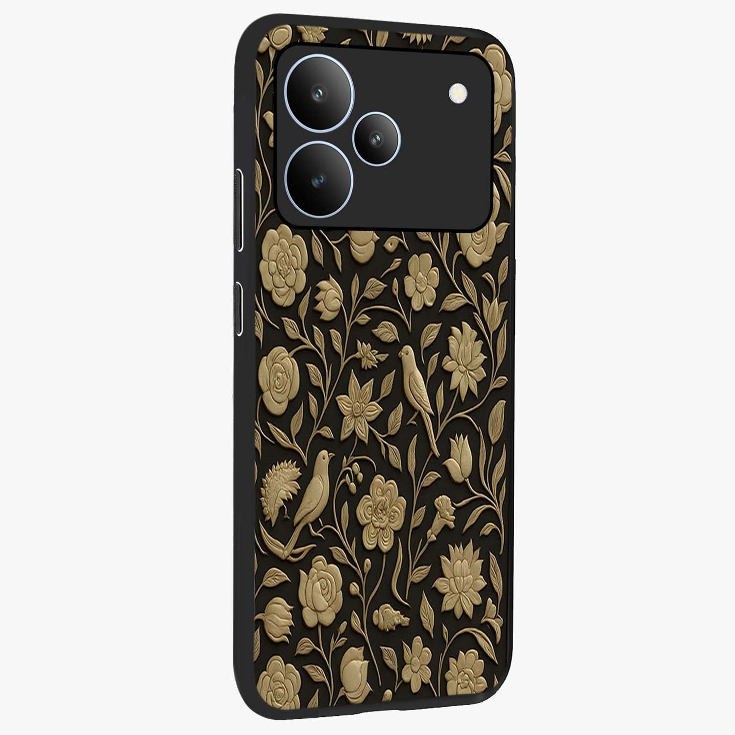 Golden Evil Eye Mandala Glass Case upright view showcasing decorative evil eye mandala artwork with spiritual aesthetic style.