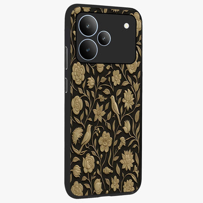 Golden Evil Eye Mandala Glass Case upright view showcasing decorative evil eye mandala artwork with spiritual aesthetic style.