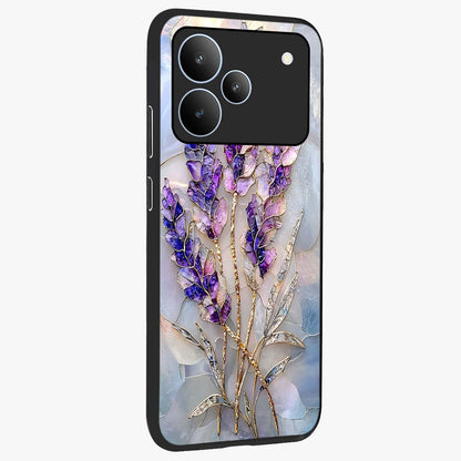 Lavender Dream Glow Glass Case upright view showcasing radiant lavender glow artwork with calming dreamy theme.