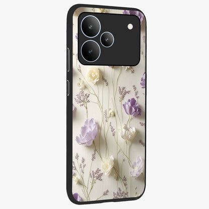 Lilac Breeze Harmony Glass Case upright view showcasing delicate lilac artwork with peaceful floral theme.