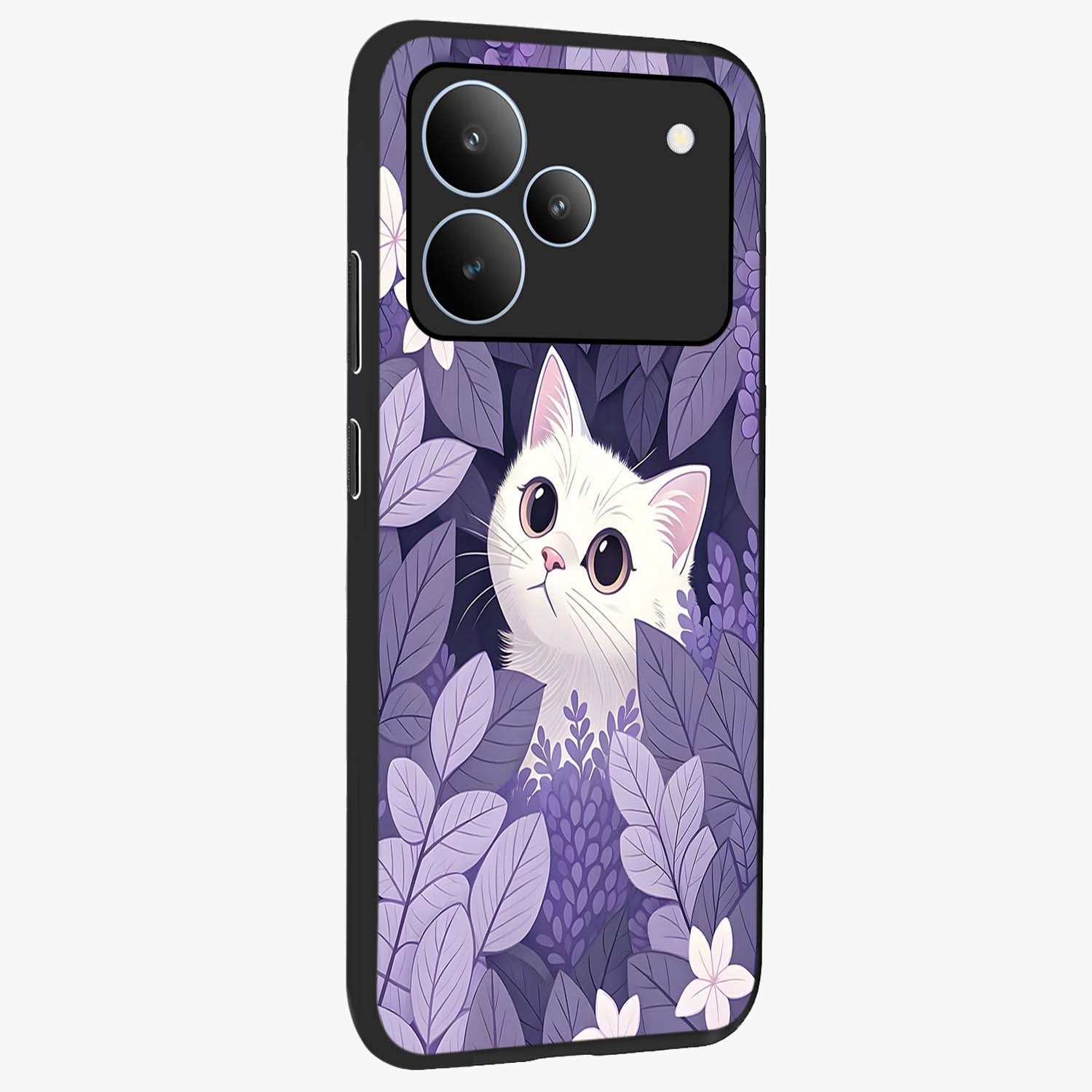 Lilac Hide Peek Cat Glass Case upright view showcasing charming cat artwork with adorable peek theme.