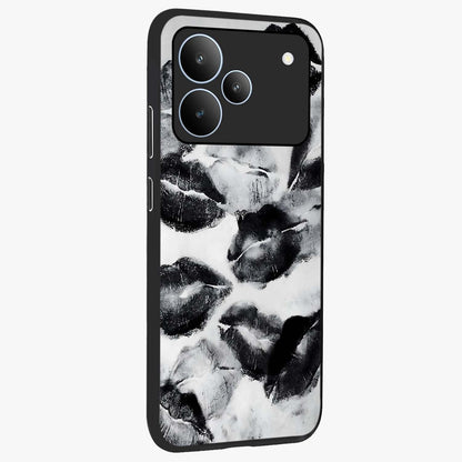 Midnight Kiss Marks Glass Case upright view showcasing stylish kiss mark artwork with trendy romantic theme.