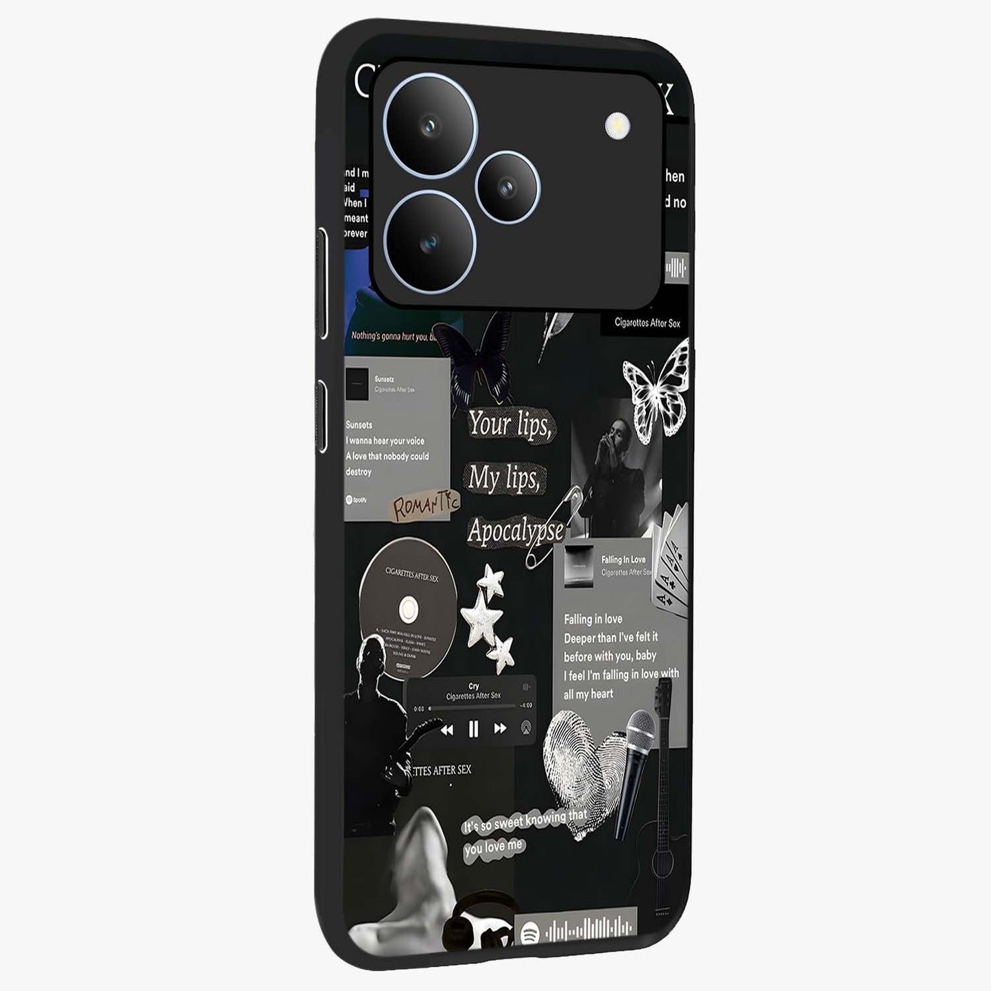 Midnight Love Echo Glass Case upright view showcasing expressive romantic artwork with dreamy midnight theme.