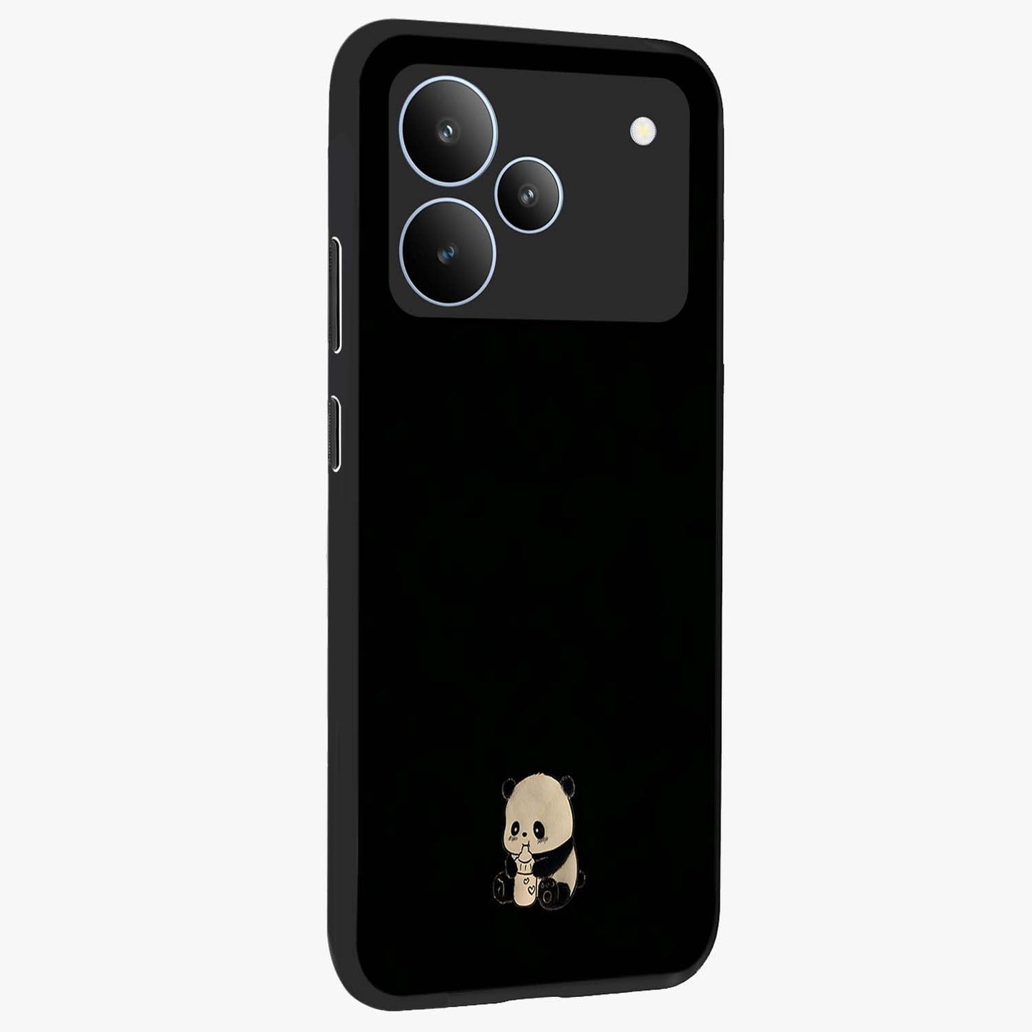 Midnight Panda Love Glass Case upright view showcasing charming panda artwork with playful romantic theme.