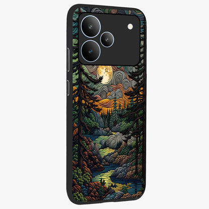 Moonlight Forest Dream Glass Case upright view showcasing magical forest artwork with calm night theme.