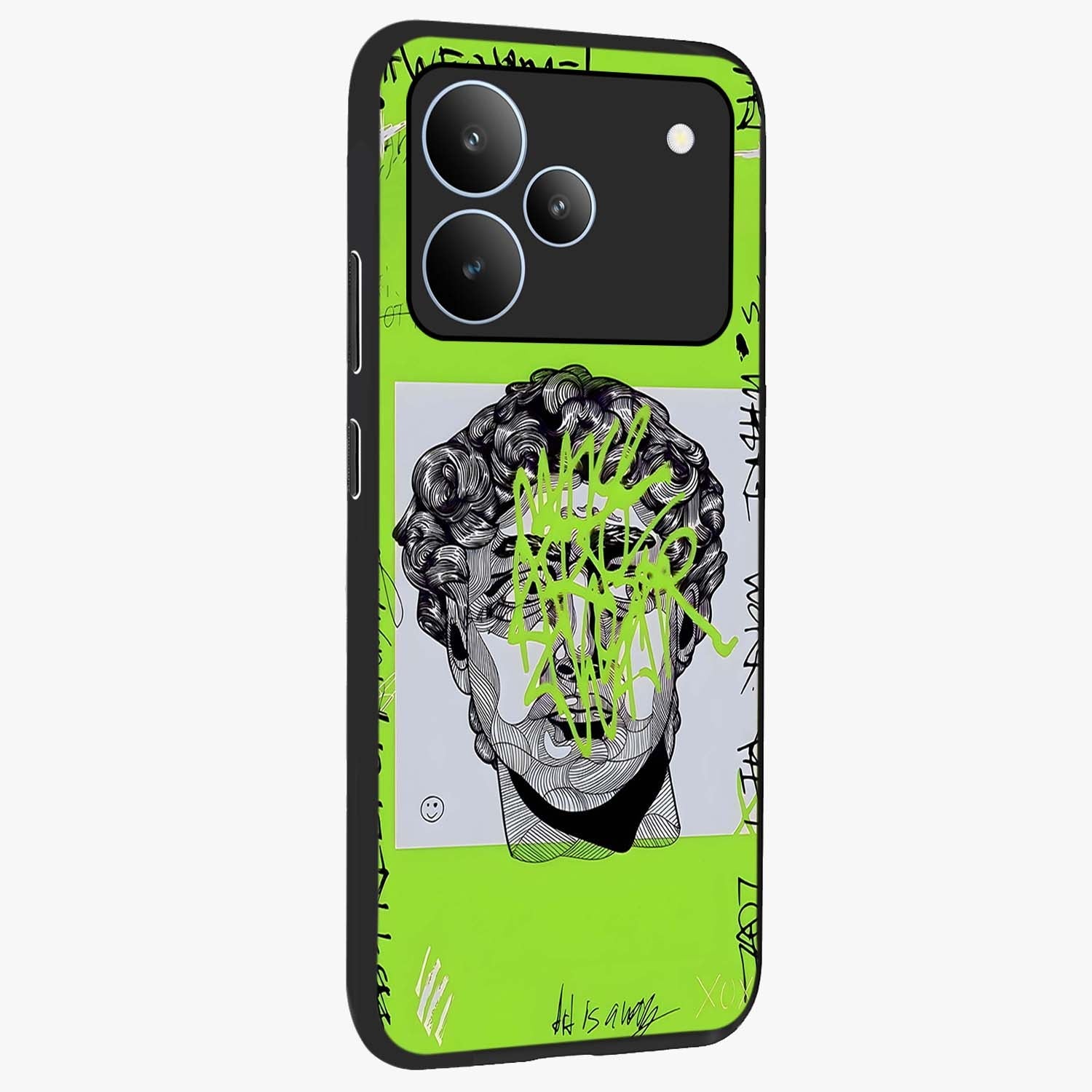 Neo Graffiti Rebellion Glass Case upright view showcasing colorful graffiti artwork with bold modern street style.