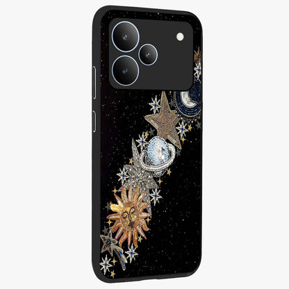 Pearls Universe Object Glass Case upright view showcasing decorative pearl themed artwork with cosmic elegance.