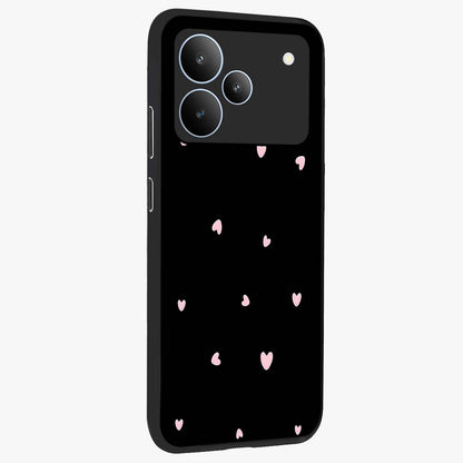 Pink Love Drops Glass Case upright view showcasing charming heart drop artwork with romantic playful theme.