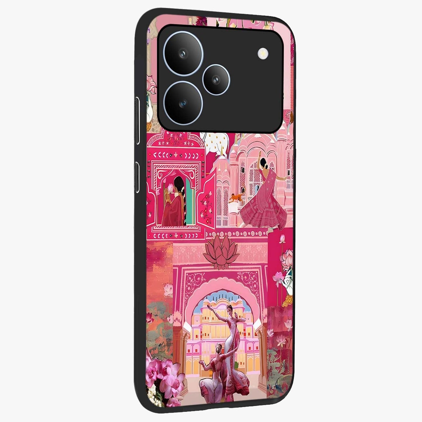 Pink Palace Muse Glass Case upright view showcasing artistic palace artwork with graceful royal theme.
