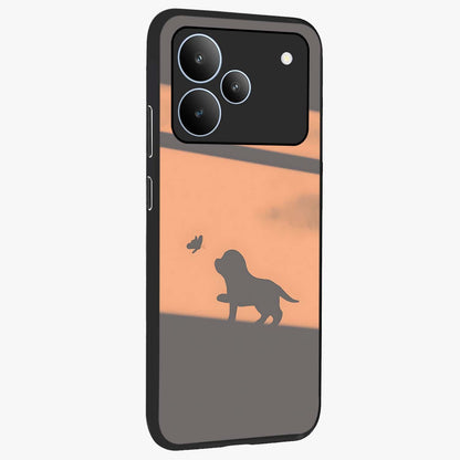 Puppy Shadow Art Glass Case upright view showcasing charming puppy artwork with creative silhouette theme.