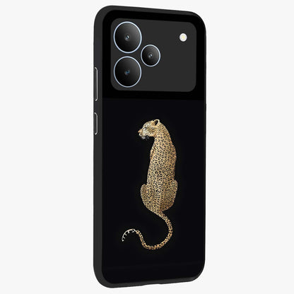 Regal Leopard Glass Case upright view showcasing striking leopard artwork with fierce wildlife theme.