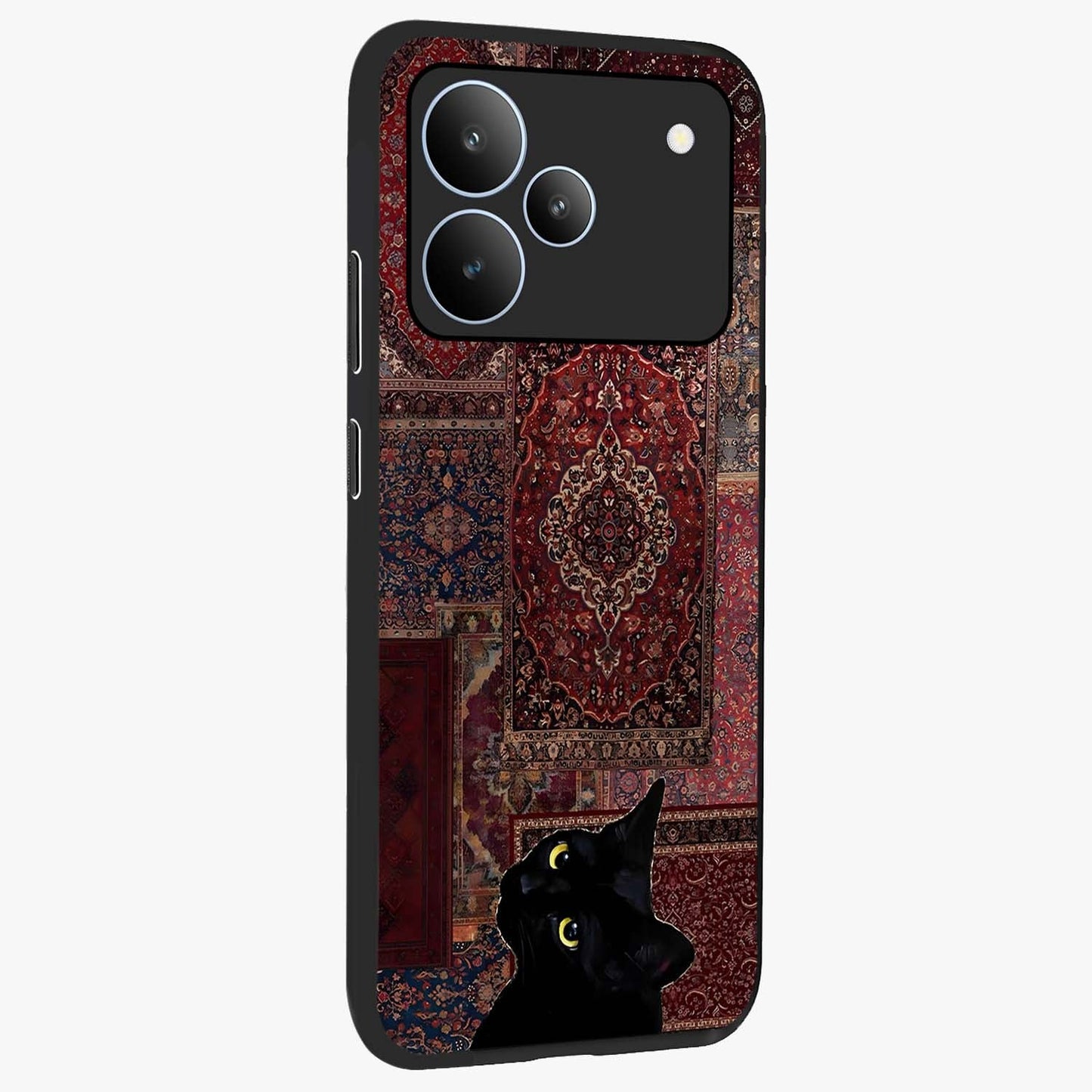 Regal Magic Cat Apple Glass Case upright view showcasing charming cat artwork with playful magical theme.