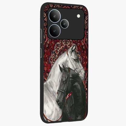 Regal Stallion Tapestry Glass Case upright view showcasing powerful horse artwork with elegant tapestry theme.